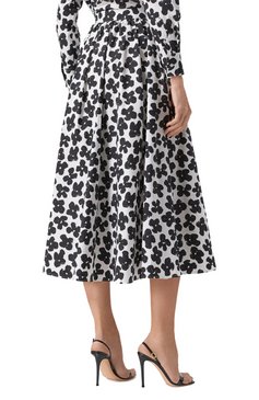 Женская хлопковая юбка MSGM черно-белого цвета, арт. 3841MDD28X/257153 | Фото 4 (Драгоценные камни: Проставлено; Длина Ж (юбки, платья, шорты): Миди; Материал сплава: Проставлено; Кросс-КТ: костюм; Стили: Романтичный; Материал внешний: Хлопок)