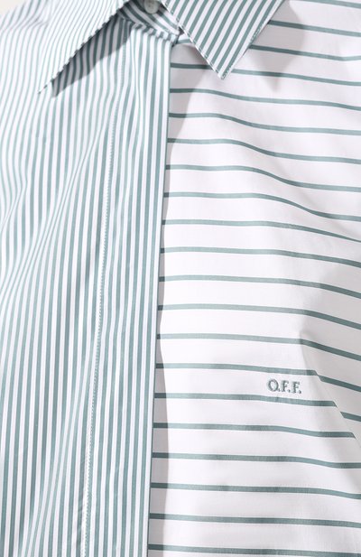 Хлопковая рубашка OFF-WHITE зеленого цвета по цене 36450 руб., арт. 0WGA040R19A550749943, фото 5 Хлопковая рубашка OFF-WHITE, арт. 0WGA040R19A550749943, фото 5