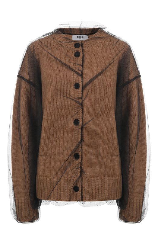 Шерстяной кардиган MSGM 3942MDM202/257988 Бежевый 3942MDM202/257988