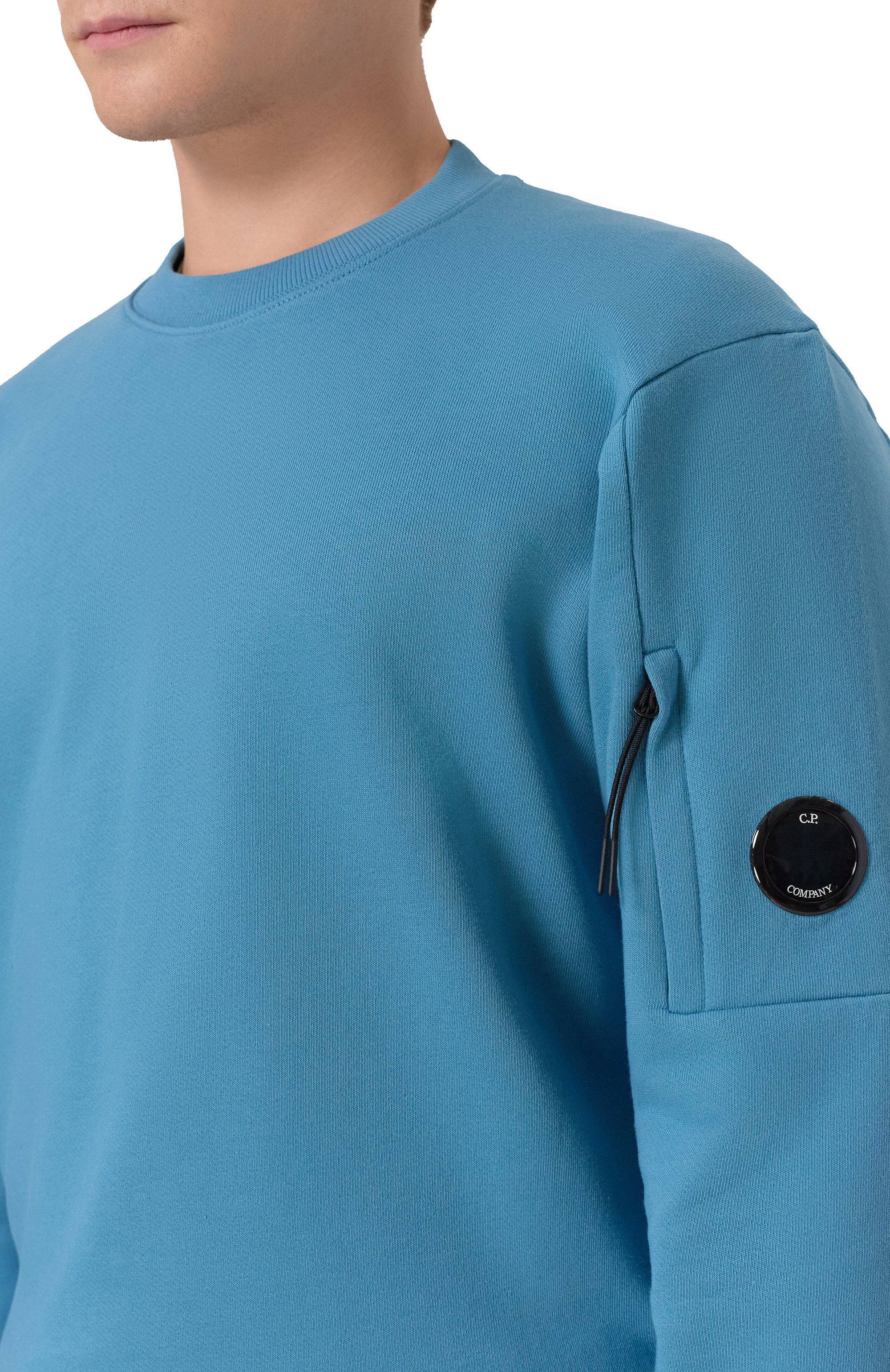 Хлопковый свитшот C.P. COMPANY голубого цвета по цене 22200 руб., арт. 19CMSS713A005086W, фото 5 Хлопковый свитшот C.P. COMPANY, арт. 19CMSS713A005086W, фото 5