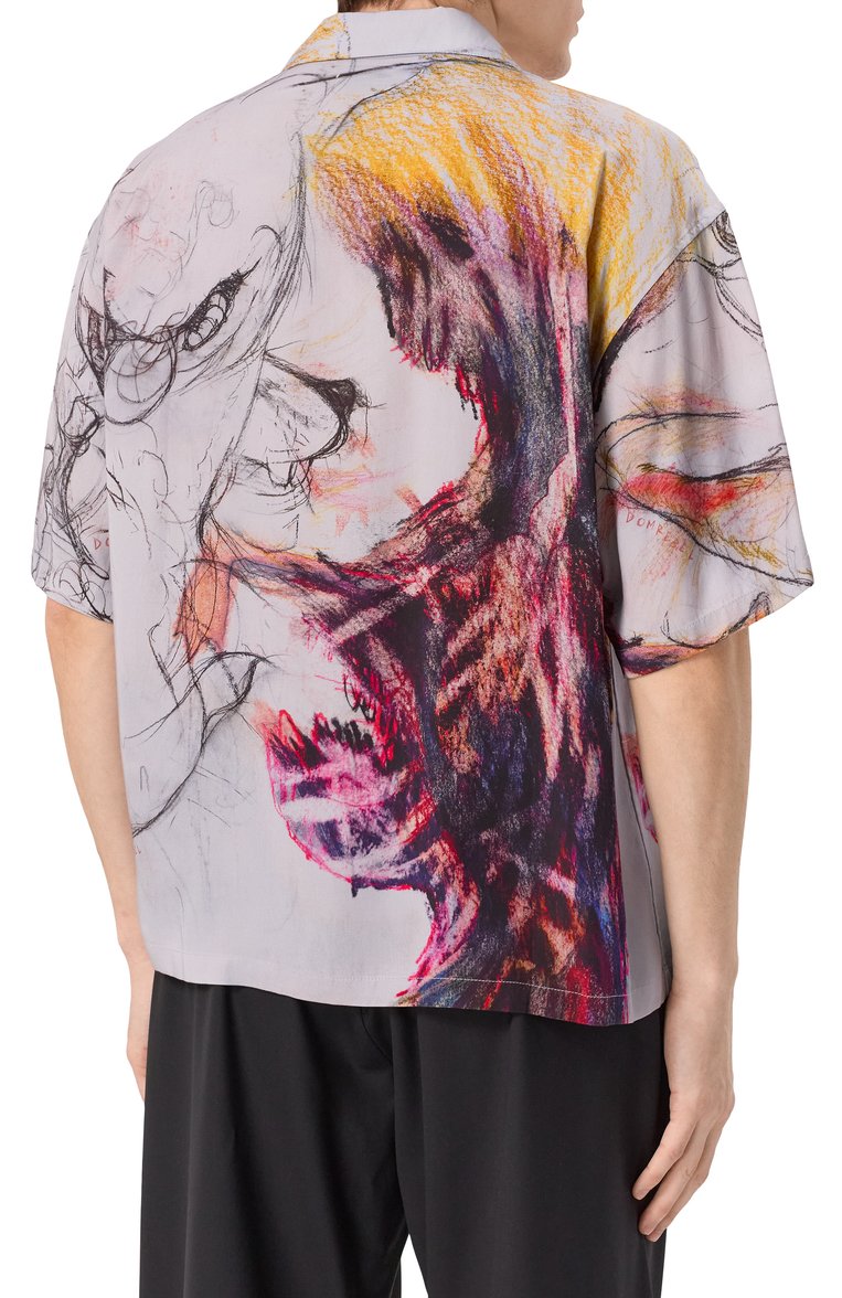 Мужская рубашка из вискозы DOMREBEL разноцветного цвета, арт. ASCEND/CAMP C0LLAR SHIRT | Фото 4 (Материал сплава: Проставлено; Драгоценные камни: Проставлено; Материал внешний: Вискоза, Хлопок; Длина (для топов): Стандартные; Случай: Повседневный; Рукава: Короткие; Стили: Кэжуэл; Принт: С принтом; Воротник: Отложной)