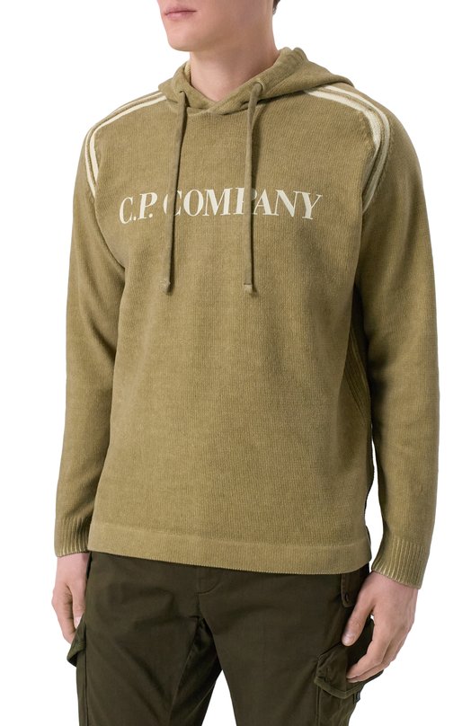 Хлопковое худи C.P. Company 20CMKN205A/110647S Хаки  20CMKN205A/110647S Фото 3