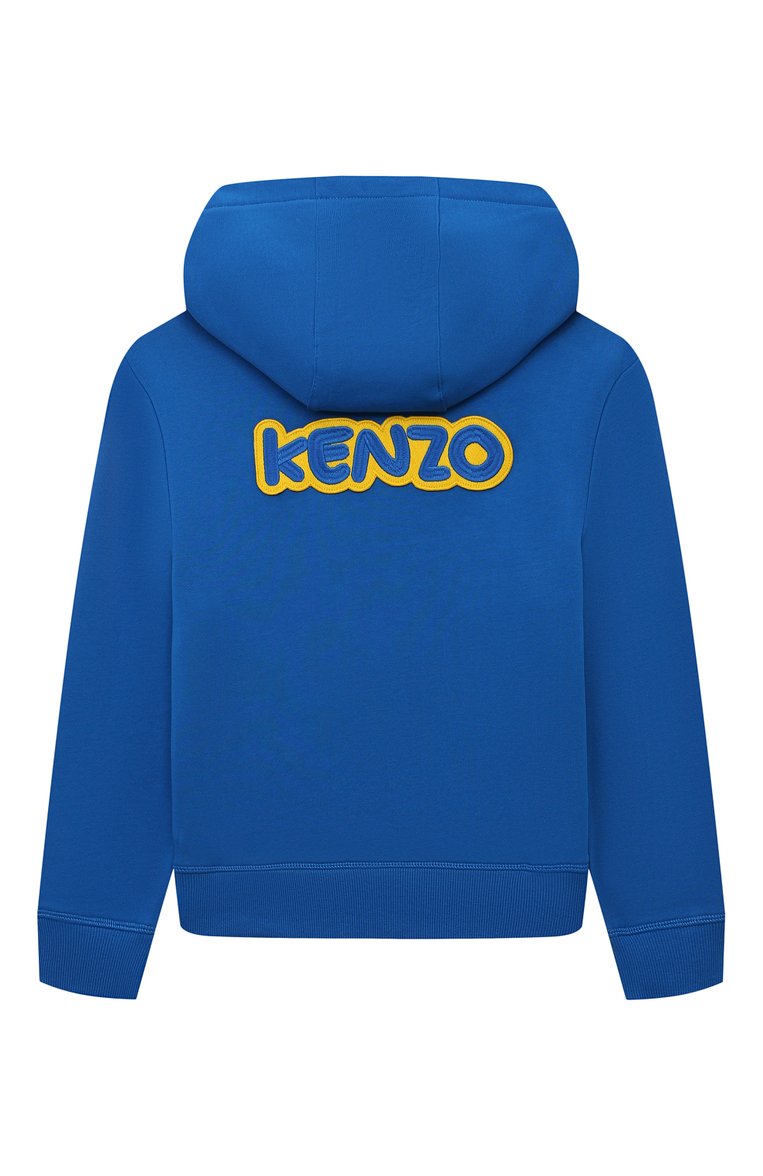 Детский хлопковая толстовка KENZO синего цвета, арт. K55011/6Y-12Y | Фото 2 (Рукава: Длинные; Мальчики Кросс-КТ: Толстовка-одежда; Материал сплава: Проставлено; Материал внешний: Хлопок; Драгоценные камни: Проставлено)