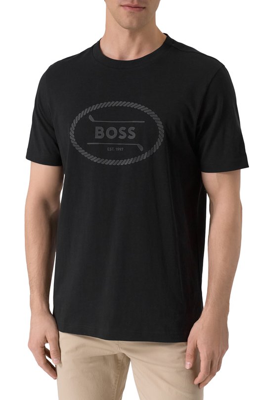 Хлопковая футболка BOSS Green 50537825 Чёрный  50537825 Фото 3