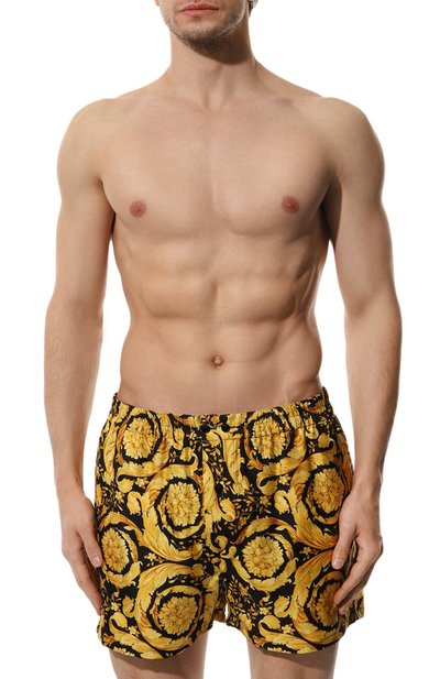 Шелковые боксеры VERSACE желтого цвета по цене 84950 руб., арт. 1007858/1A04661, фото 2 Шелковые боксеры VERSACE, арт. 1007858/1A04661, фото 2