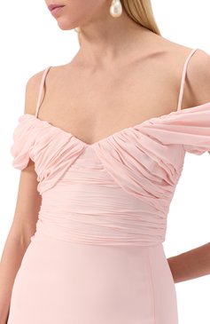 Женское платье GIAMBATTISTA VALLI светло-розового цвета, арт. 25SSPVTE5139-18GDM | Фото 5 (Длина Ж (юбки, платья, шорты): Макси; Материал сплава: Проставлено; Драгоценные камни: Проставлено; Стили: Романтичный; Рукава: На бретелях; Женское Кросс-КТ: Платье-одежда; Случай: Коктейльный; Материал внешний: Синтетический материал)