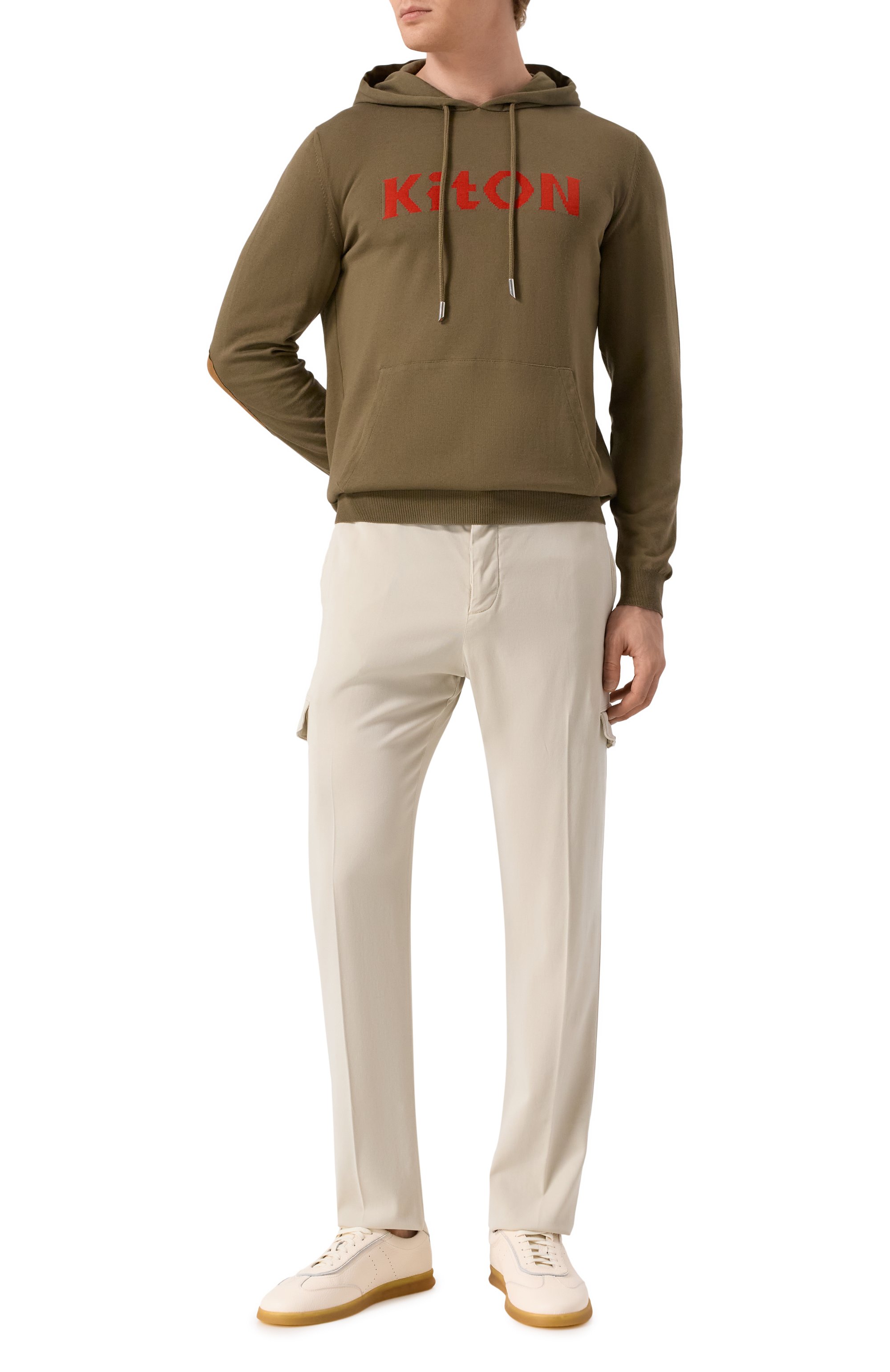 Хлопковое худи KITON хаки цвета по цене 216500 руб., арт. UMK0465V106A, фото 2 Хлопковое худи KITON, арт. UMK0465V106A, фото 2