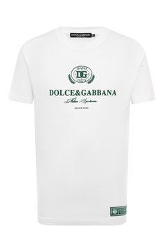 Мужская хлопковая футболка DOLCE & GABBANA белого цвета, арт. G8RN8T/G7NUC | Фото 1 (Рукава: Короткие; Материал внешний: Хлопок; Длина (для топов): Стандартные; Материал сплава: Проставлено; Драгоценные камни: Проставлено; Принт: С принтом; Стили: Спорт-шик)