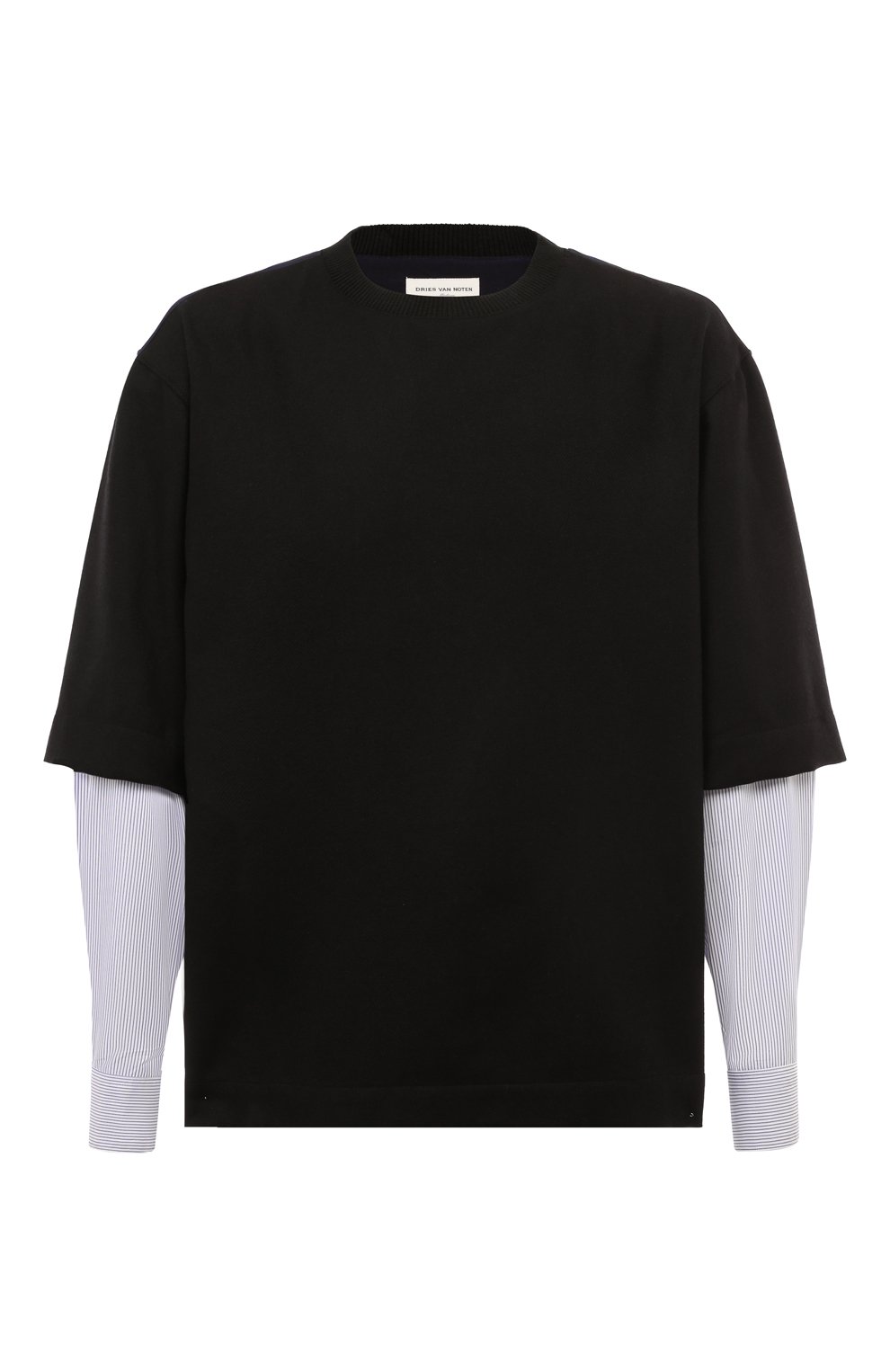 Комбинированный свитшот DRIES VAN NOTEN черного цвета по цене 69950 руб., арт. 242-020746-9261, фото 1 Комбинированный свитшот DRIES VAN NOTEN, арт. 242-020746-9261, фото 1