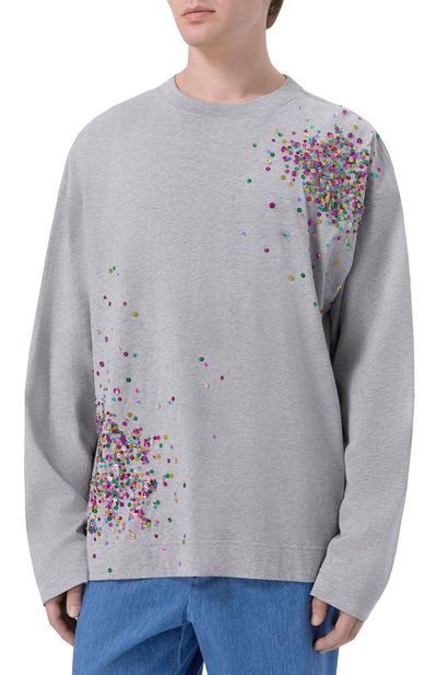 Хлопковый лонгслив DRIES VAN NOTEN серого цвета по цене 94200 руб., арт. 021113/3603, фото 3 Хлопковый лонгслив DRIES VAN NOTEN, арт. 021113/3603, фото 3