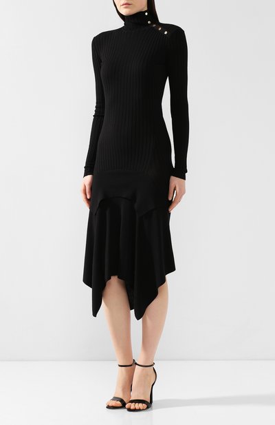 Платье из смеси шерсти и шелка STELLA MCCARTNEY черного цвета по цене 95800 руб., арт. 521167/S1882, фото 3 Платье из смеси шерсти и шелка STELLA MCCARTNEY, арт. 521167/S1882, фото 3