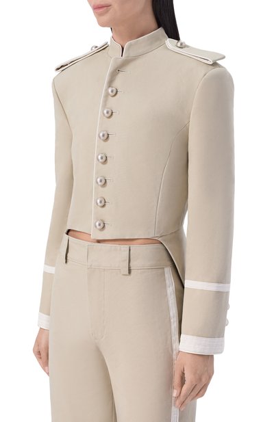 Хлопковый жакет ANN DEMEULEMEESTER бежевого цвета по цене 227500 руб., арт. B0014200/FA728, фото 3 Хлопковый жакет ANN DEMEULEMEESTER, арт. B0014200/FA728, фото 3