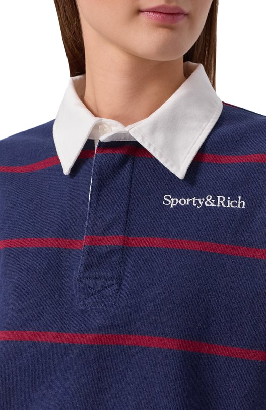 Хлопковое поло Sporty and Rich ST00862300BL134 Синий  ST00862300BL134 Фото 5