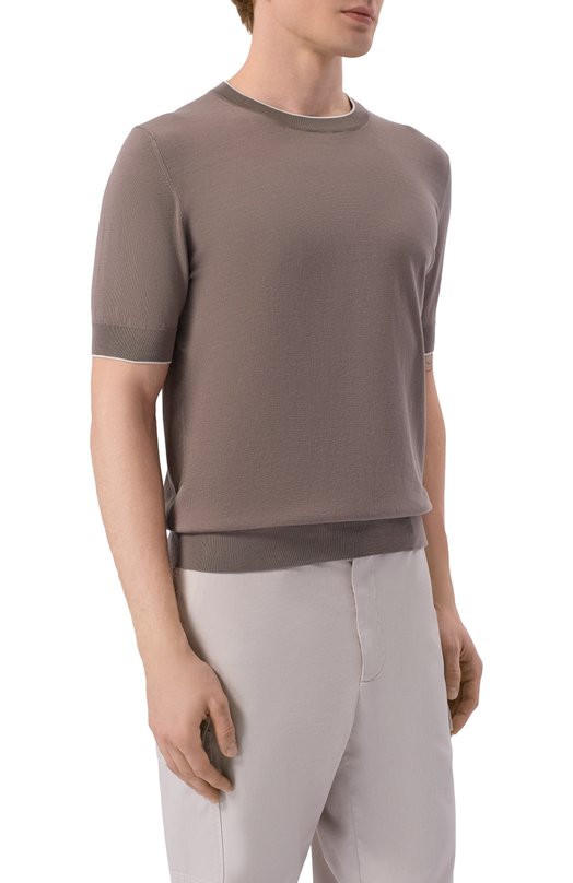 Хлопковый джемпер Brunello Cucinelli M29805200 Коричневый  M29805200 Фото 3