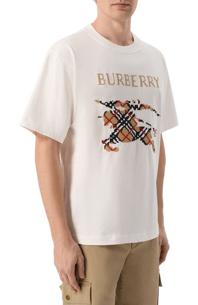 Хлопковая футболка BURBERRY белого цвета по цене 73150 руб., арт. 8110116, фото 3 Хлопковая футболка BURBERRY, арт. 8110116, фото 3
