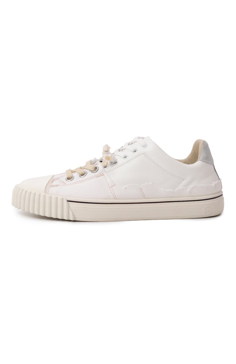 Женские комбинированные кеды new evolution MAISON MARGIELA молочного цвета, арт. S58WS0234/P5063 | Фото 4 (Материал внутренний: Натуральная кожа, Текстиль; Подошва: Платформа; Драгоценные камни: Проставлено; Материал сплава: Проставлено; Стили: Кэжуэл; Материал внешний: Натуральная кожа, Текстиль; Кросс-КТ: Низкие; Материал утеплителя: Без утеплителя)
