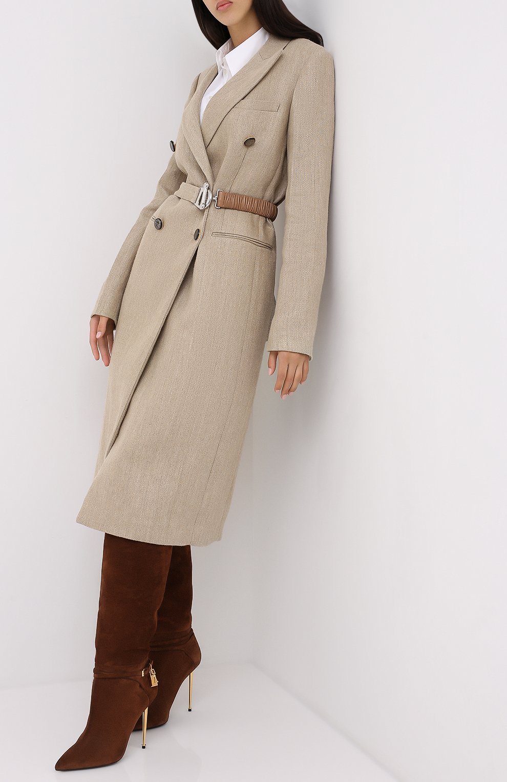 Замшевые сапоги TOM FORD коричневого цвета по цене 199500 руб., арт. W2529T-LCL071, фото 2 Замшевые сапоги TOM FORD, арт. W2529T-LCL071, фото 2