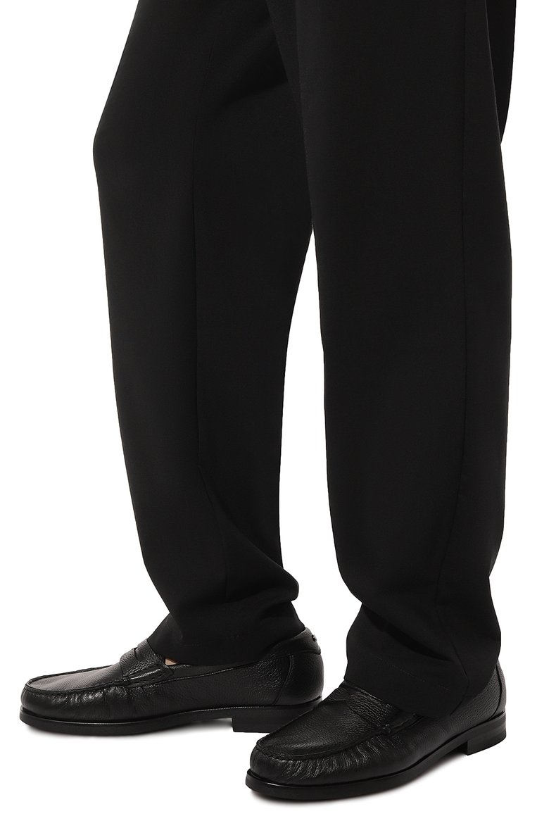 Мужские кожаные пенни-лоферы CANALI черного цвета, арт. 663206/RF00853 | Фото 3 (Материал утеплителя: Натуральный мех; Материал сплава: Проставлено; �Нос: Не проставлено; Стили: Кэжуэл)