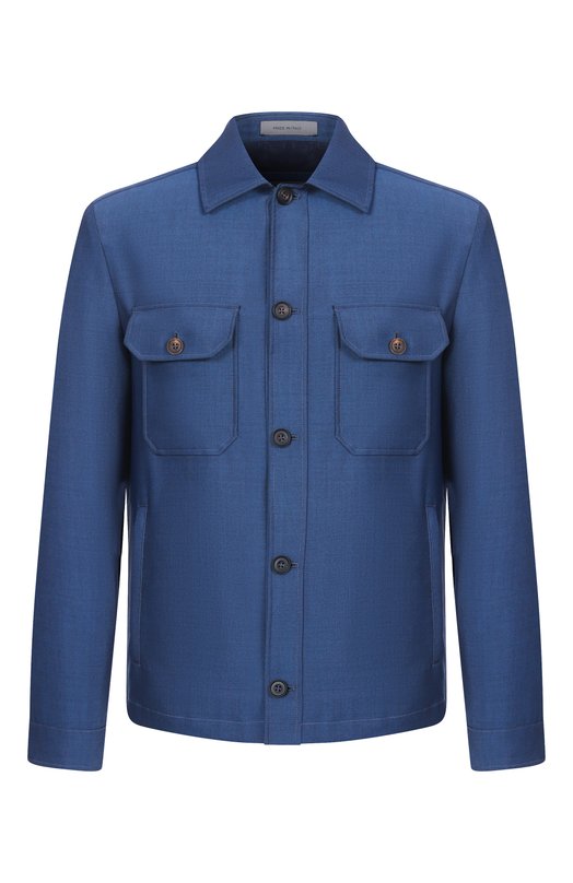 Шерстяная куртка-рубашка Corneliani 25LI22-2518187 Синий 25LI22-2518187