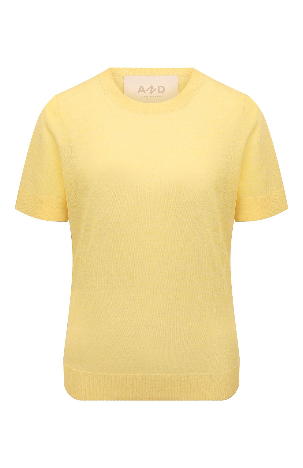 Футболка из вискозы AND THE BRAND желтого цвета по цене 18200 руб., арт. S22-TS003-1603-801, фото 1 Футболка из вискозы AND THE BRAND, арт. S22-TS003-1603-801, фото 1