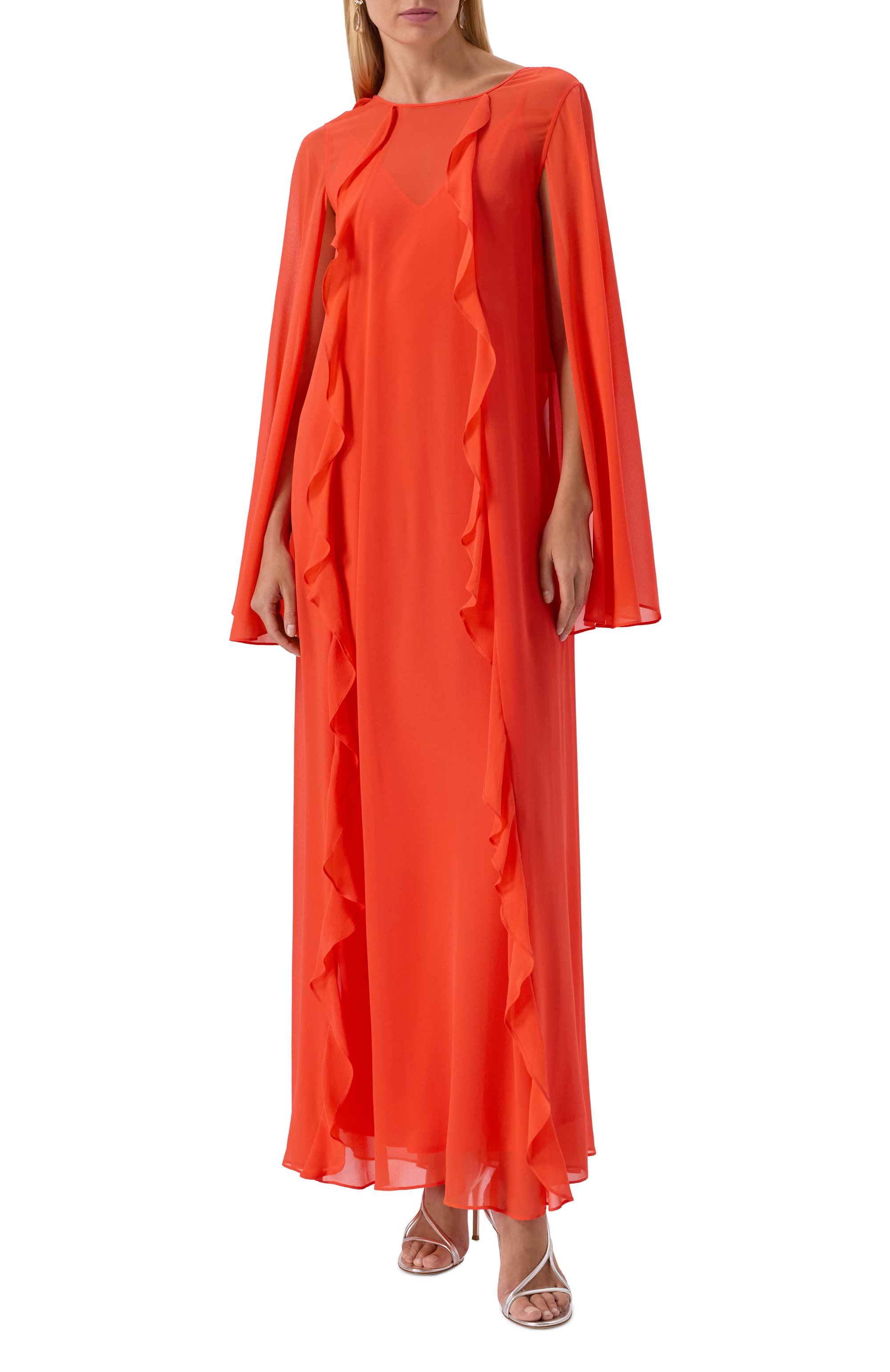 Шелковое платье MAX MARA STUDIO оранжевого цвета по цене 162500 руб., арт. SMIRNE, фото 3 Шелковое платье MAX MARA STUDIO, арт. SMIRNE, фото 3