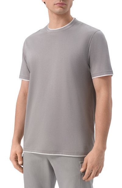 Хлопковая футболка KITON серого цвета по цене 114500 руб., арт. UMK0970, фото 3 Хлопковая футболка KITON, арт. UMK0970, фото 3