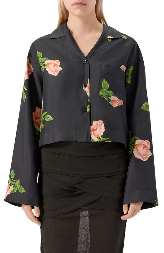 Шелковая рубашка Nanushka VALLY Чёрный  VALLY Фото 3