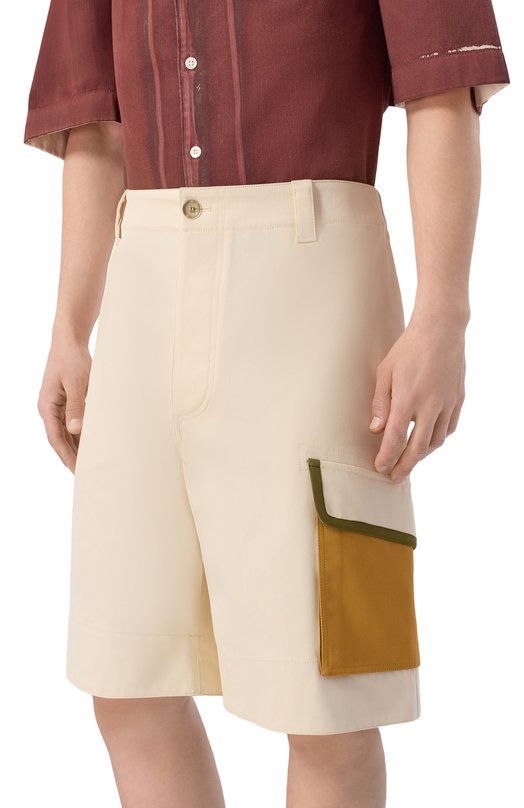 Хлопковые шорты Marni PUMU0331QX/UTC567 Кремовый  PUMU0331QX/UTC567 Фото 3