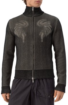 Мужской двусторонний кардиган DRIES VAN NOTEN черного цвета, арт. 251-021223-1711 | Фото 3 (Материал внешний: Шерсть, Хлопок; Рукава: Длинные; Длина (для топов): Стандартные; Стили: Гранж; Мужское Кросс-КТ: Кардиган-одежда; Застежка: Молния)