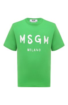 Мужская хлопковая футболка MSGM зеленого цвета, арт. 3640MM510/247002 | Фото 1 (Рукава: Короткие; Длина (для топов): Стандартные; Принт: С принтом; Материал сплава: Проставлено; Материал внешний: Хлопок; Драгоценные камни: Проставлено; Стили: Кэжуэл)