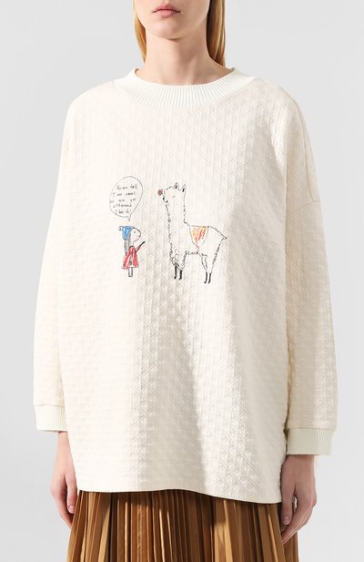 Хлопковый свитшот VIKA GAZINSKAYA бежевого цвета по цене 36610 руб., арт. FW19-1260, фото 3 Хлопковый свитшот VIKA GAZINSKAYA, арт. FW19-1260, фото 3