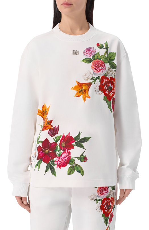 Хлопковый свитшот Dolce & Gabbana F9S50T/GDDC7 Белый  F9S50T/GDDC7 Фото 3