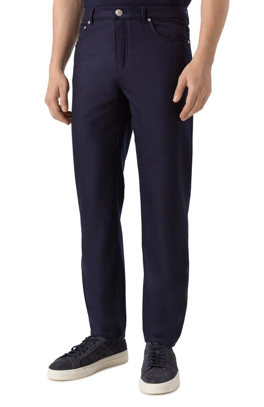 Шерстяные брюки Brunello Cucinelli M038PF1010 Синий  M038PF1010 Фото 3