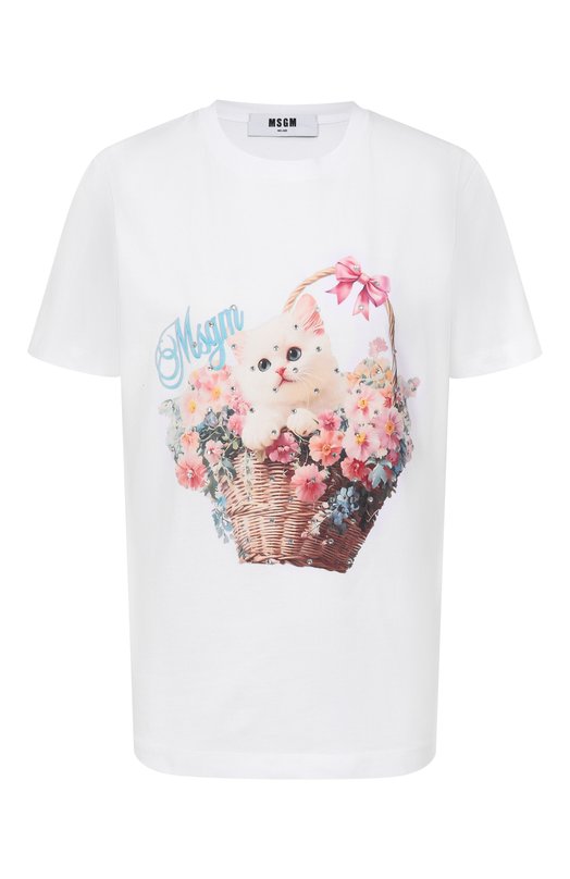 Хлопковая футболка MSGM 4041MDM136SE/267285 Белый 4041MDM136SE/267285