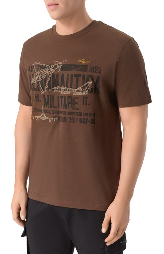 Хлопковая футболка Aeronautica Militare TS2535UJ00641 Коричневый  TS2535UJ00641 Фото 3