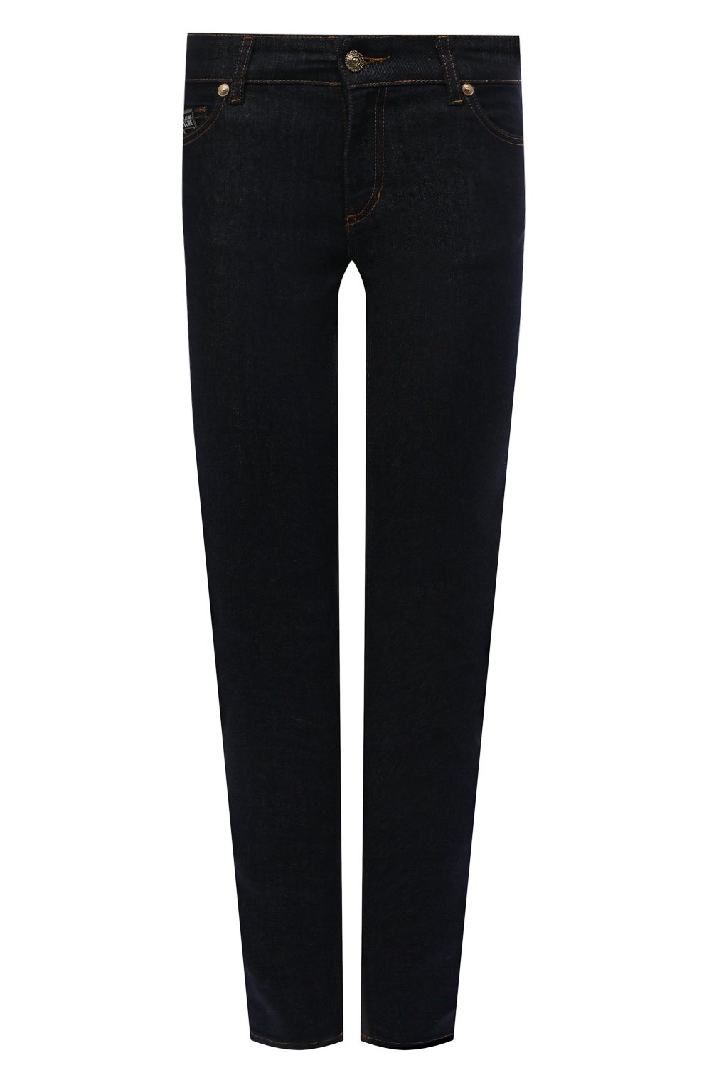 Джинсы VERSACE JEANS COUTURE темно-синего цвета по цене 23950 руб., арт. 72HAB5K3-72DP500 C SKINNY CRYSTAL RIC CURSIVE D ST, фото 1 Джинсы VERSACE JEANS COUTURE, арт. 72HAB5K3-72DP500 C SKINNY CRYSTAL RIC CURSIVE D ST, фото 1
