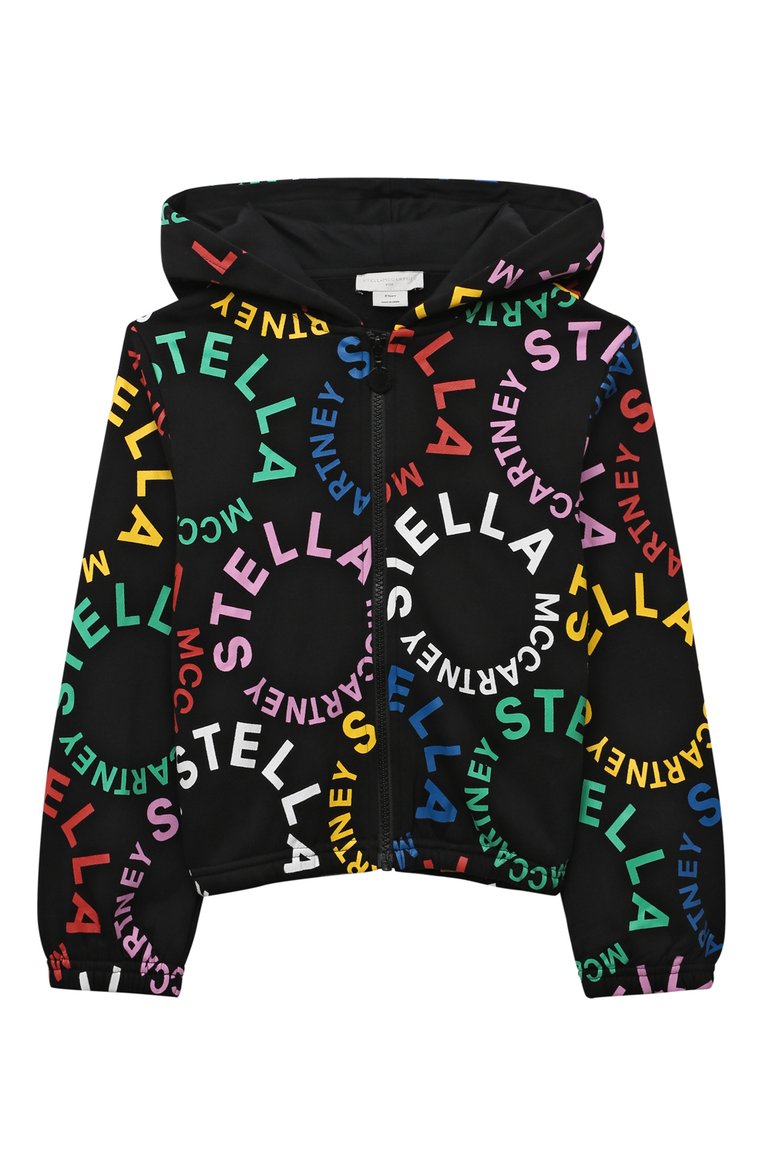 Детская комплект из толстовки с брюками STELLA MCCARTNEY черного цвета, арт. TT3B10 | Фото 2 (Материал внешний: Хлопок; Рукава: Длинные; Девочки Кросс-КТ: Костюмы-спорт)