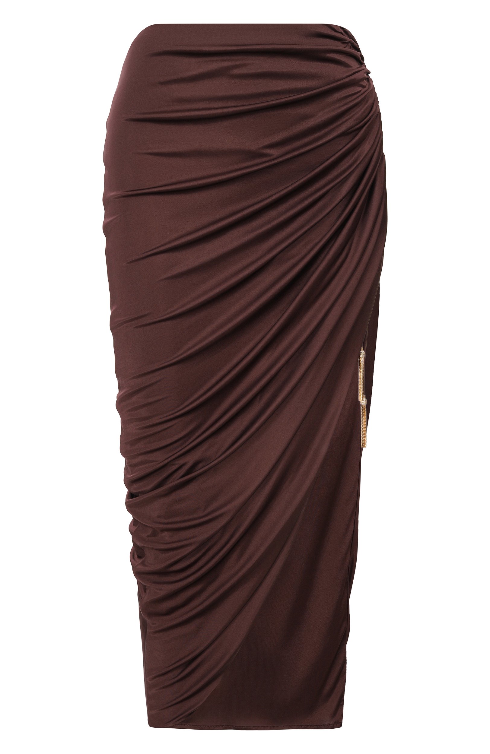 Юбка из вискозы BALMAIN коричневого цвета по цене 170500 руб., арт. SK000000/0038, фото 1 Юбка из вискозы BALMAIN, арт. SK000000/0038, фото 1