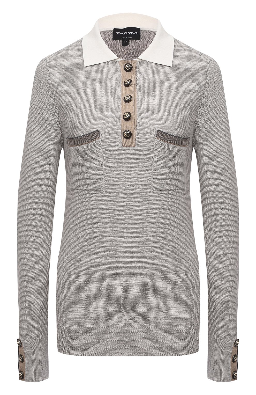 Поло из шерсти и льна GIORGIO ARMANI, арт. 6KAF01/AM57Z, фото 1