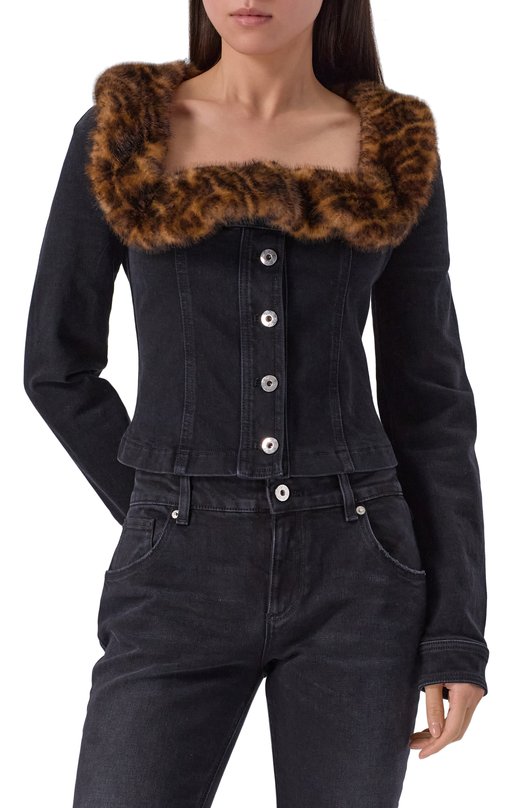 Джинсовый жакет с отделкой мехом Blumarine 2J206A Чёрный  2J206A Фото 3