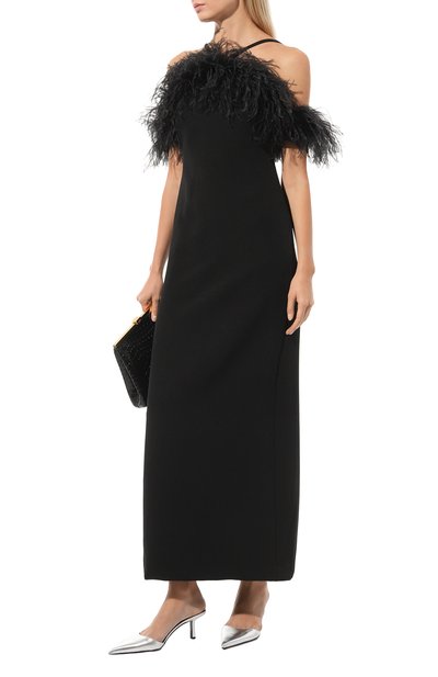 Платье с отделкой перьями P.A.R.O.S.H. черного цвета по цене 91900 руб., арт. PIC0-D725253P, фото 2 Платье с отделкой перьями P.A.R.O.S.H., арт. PIC0-D725253P, фото 2