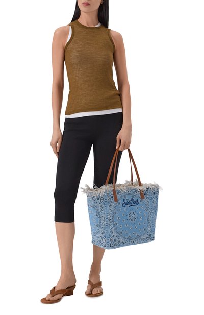 Сумка-тоут city large MC2 SAINT BARTH голубого цвета по цене 19300 руб., арт. CBF0001-01749L/CITY BAG FRINGE, фото 3 Сумка-тоут city large MC2 SAINT BARTH, арт. CBF0001-01749L/CITY BAG FRINGE, фото 3