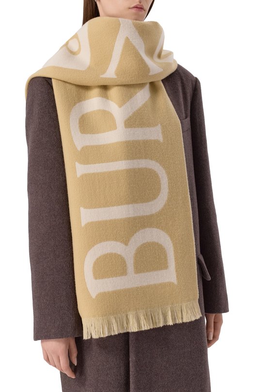 Шерстяной шарф Burberry 8109562 Бежевый  8109562 Фото 2