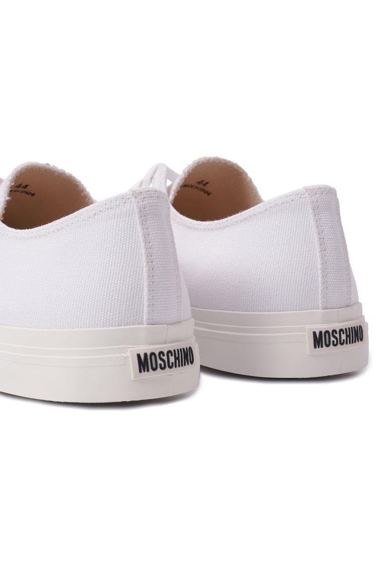Мужские текстильные кеды edge MOSCHINO белого цвета, арт. 15053/GR0 | Фото 7 (Материал внешний: Текстиль; Материал внутренний: Текстиль; Подошва: Массивная; Кросс-КТ: Низкие; Материал утеплителя: Без утеплителя; Стили: Классический)
