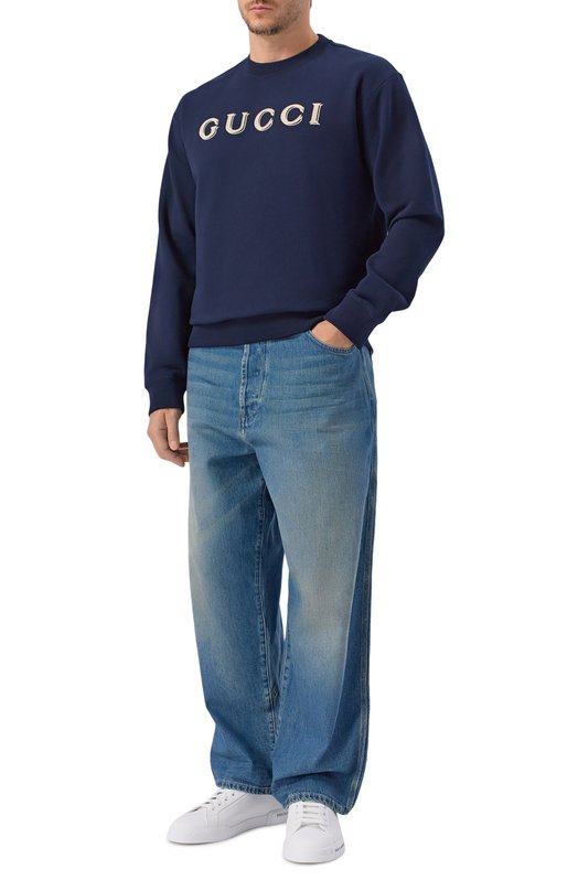Хлопковый свитшот Gucci 854224/XJHNA Синий  854224/XJHNA Фото 2