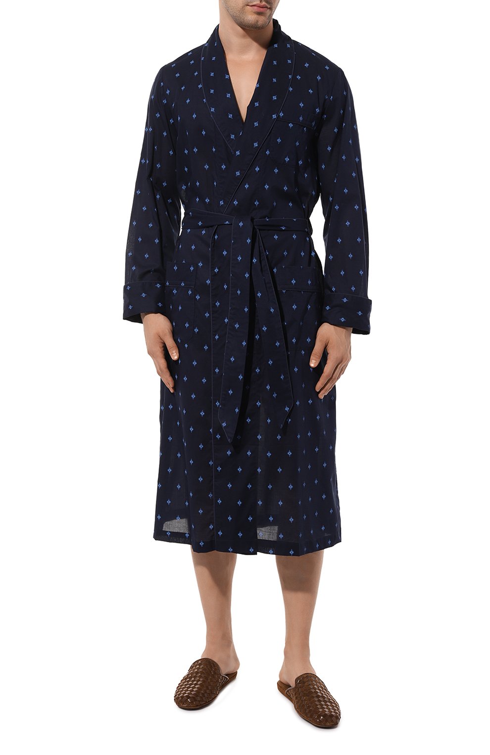 Хлопковый халат DEREK ROSE темно-синего цвета по цене 39500 руб., арт. 5505, фото 3 Хлопковый халат DEREK ROSE, арт. 5505, фото 3