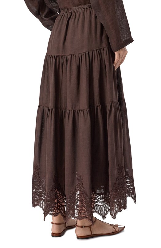 Юбка изо льня и вискозы Maurizio W04150781 Коричневый  W04150781 Фото 4