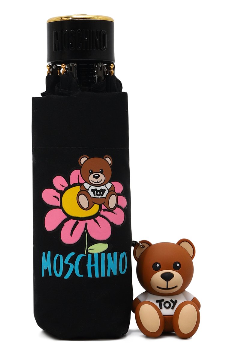 Женский складной зонт MOSCHINO черного цвета, арт. 8252 SUPERMINI | Фото 7 (Материал сплава: Проставлено; Нос: Не проставлено; Материал: Синтетический материал, Металл, Текстиль)