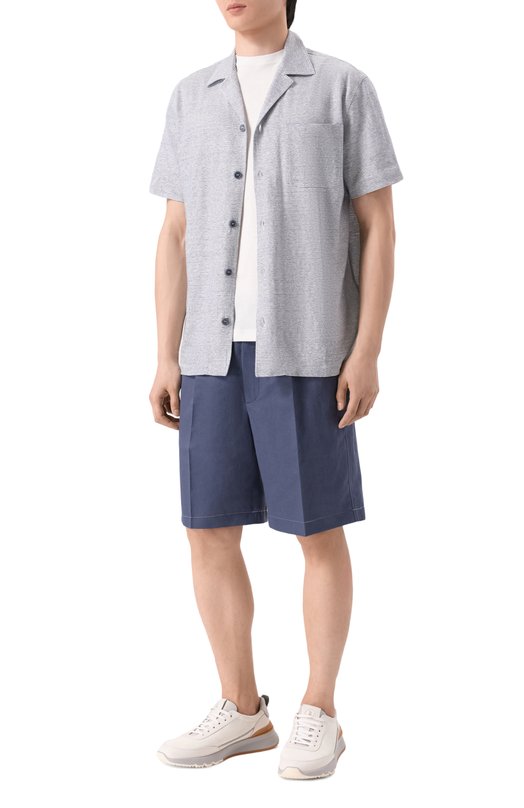 Шорты изо льна и хлопка Brioni RP3G0L/PA106 Синий  RP3G0L/PA106 Фото 2