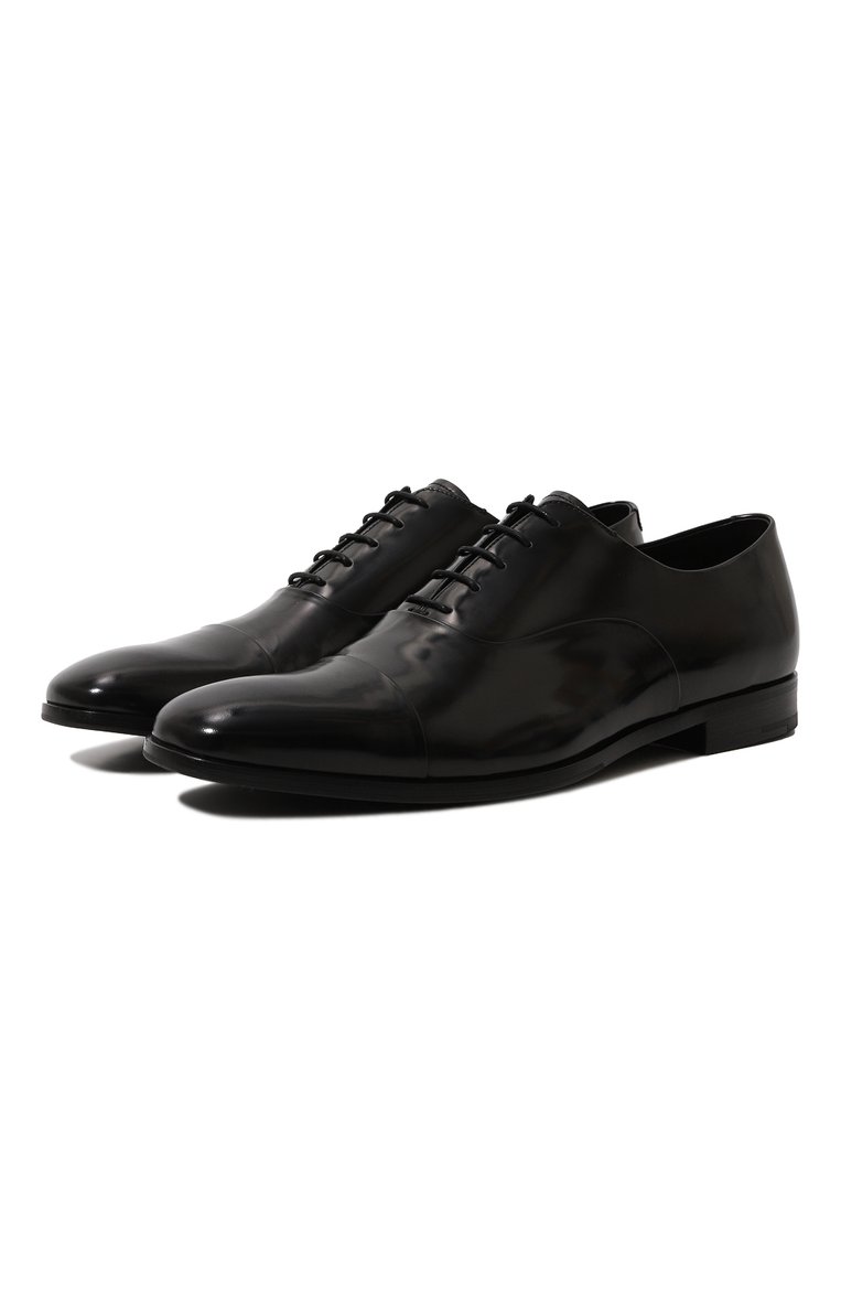 Мужские кожаные оксфорды PRADA черного цвета, арт. 2EB177-P39-F0002 | Фото 1 (Материал сплава: Проставлено; Нос: Не проставлено; Стили: Классический; Материал внешний: Натуральная кожа)